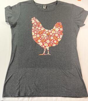 Instant Message Ladies Chicken Print Tee, Large